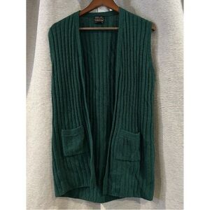 VENUS Teal Ribbed Open Front Cardigan Vest
